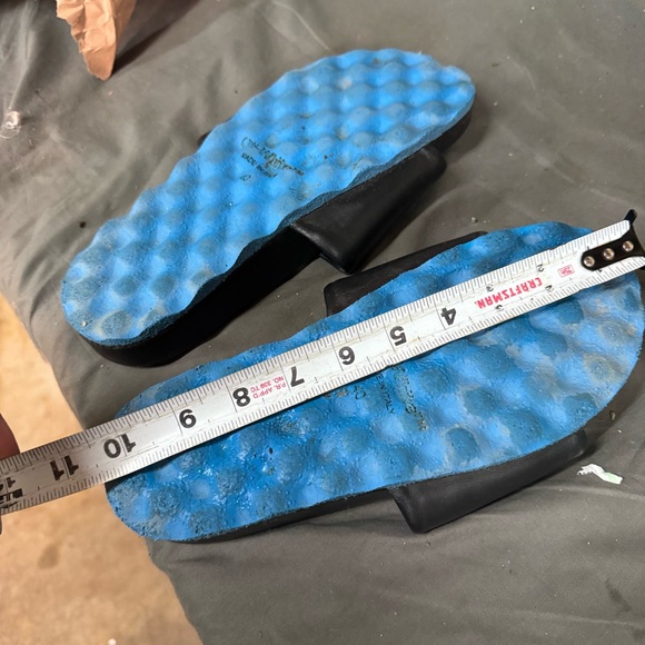 Off-White "Quotes" leather slide sandals in black with a blue sole size 40 EU 7 - Picture 7 of 7